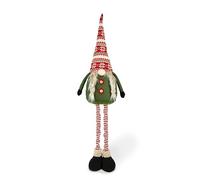 Excelsa Gnomo navideño, verde y rojo, tela con patas extensibles, decoración navideña con sombrero nórdico, 24 x 23 cm, altura ajustable 40-130 cm