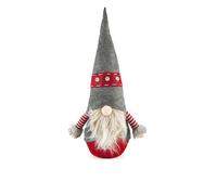 Excelsa Gnomo - Tope para puerta de Navidad, color gris y rojo, tela con botones decorativos, 56 cm, diseño escandinavo con barba y sombrero puntiagudo