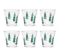 Excelsa Green Winter - Juego de 6 vasos de agua de cristal con decoración de abetos, 250 ml, 8,5 x 9 cm