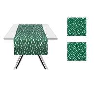 Excelsa Green Winter - Juego de Camino de Mesa y 2 servilletas de algodón 100%, Verde con diseño de abetos Blancos, Camino de Mesa de 145 x 45 cm, servilletas de 45 x 45 cm, decoración navideña