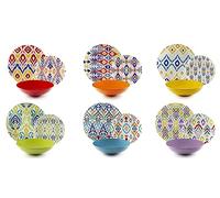 Excelsa Ikat - Vajilla de 18 piezas de porcelana y gres, decoración multicolor, 6 personas