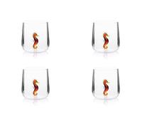 Excelsa Inside - Juego de 4 vasos de vidrio borosilicato decorados a mano con objetos interiores al vaso, transparente, 450 ml (caballito de mar)