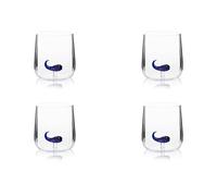 Excelsa Inside - Juego de 4 vasos de vidrio borosilicato decorados a mano con objetos interiores al vaso, transparentes, 450 ml (ballena)