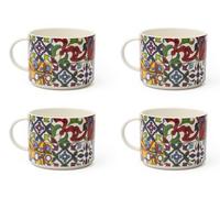 Excelsa Lisbona - Juego de 4 tazas Jumbo, porcelana, capacidad 500 ml, multicolor