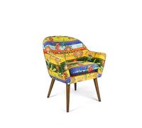 Excelsa Living - Sillón acolchado de decoración, multicolor, terciopelo de poliéster, patas de madera maciza, 70,5 x 65 x 83 cm (Gipsy Soul)