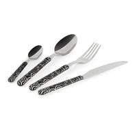 Excelsa Magic Black - Juego de 16 cubiertos, acero inoxidable, mango de plástico