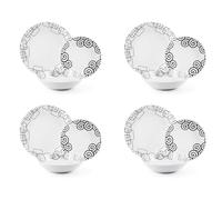 Excelsa Magic Black - Vajilla de 12 piezas, porcelana, juego de 4 personas, blanco y negro, multicolor