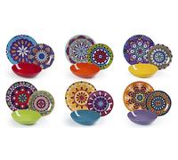 Excelsa Mandala Etno - Juego de platos de 18 piezas, porcelana, multicolor