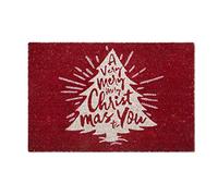 Excelsa Merry Christmas Felpudo Entrada, Fibra de Coco, Rojo, 40 x 60 cm