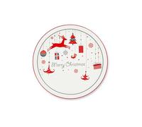 Excelsa Merry Christmas - Juego de 6 platos para panettone o pizza, 30,5 cm, porcelana blanca con adornos navideños rojos