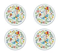 Excelsa Mexican Flowers - Juego de 4 platos de porcelana, diseño floral, diámetro 30,5 cm