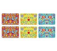 Excelsa Mexican Flowers - Juego de 6 manteles individuales rectangulares, 43,5 x 29 cm, varios diseños, plástico PP