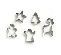 Excelsa - Moldes cortadores de Galletas de Navidad Cookies Time, Acero Inoxidable, Plata, 16 x 21 x 2 cm, Paquete de 5 Unidades