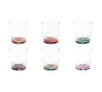 Excelsa New Delhi - Juego de 6 vasos con fondo decorado, 340 ml, diámetro 8 cm, cristal