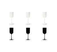 Excelsa Nordic - Juego de 6 copas blancas y negras, cristal pulverizado, capacidad 410 ml.