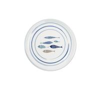 Excelsa North Sea - Juego de 6 platos de pizza de porcelana, decoración de peces azules, 30,5 cm