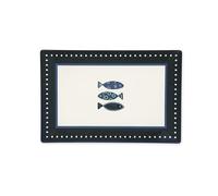 Excelsa Ocean - Juego de 6 platos rectangulares de cerámica, decoración de peces azules, 30 x 20 cm