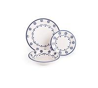 Excelsa Old Cottage - Vajilla, multicolor (blanco/azul), 18 piezas