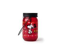 Excelsa Peanuts Christmas Farol Porta tealight, Rojo con decoración, Dimensioni: 7,5 x H.13 cm