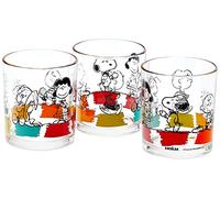 Excelsa Peanuts - Juego de 3 Vasos de 25 cl, de Cristal Transparente, 8 x 8 x 9 cm
