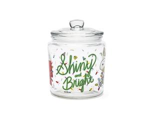 Excelsa Peanuts Shiny & Bright - Tarro de cristal, recipiente con tapa, decorado con Snoopy, transparente, 12,1 x 17 cm, capacidad 1 litro