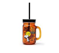 Excelsa Peanuts - Taza de Halloween con pajita, cristal, capacidad de 500 ml.