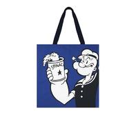 Excelsa Popeye & Olivia Bolsa Shopper, Tote Bag, 41,5 x 41,5 cm, parte delantera 100% algodón, lavable a máquina, Decoración frontal Popeye, parte trasera y asas negras, Cm. 41,5 x 41,5, Popeye