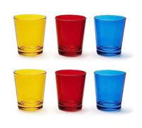 Excelsa Portofino - Juego de 6 vasos, amarillo/rojo/azul, 30 cl., vidrio soplado