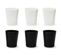 Excelsa Portofino - Juego de 6 vasos, blanco/negro, 30 cl., vidrio soplado