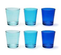 Excelsa Portofino - Juego de 6 vasos, escala de azul, 30 cl., vidrio soplado