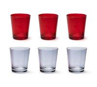 Excelsa Portofino - Juego de 6 vasos, rojo/gris, 30 cl., vidrio soplado