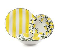Excelsa Positano - Vajilla de porcelana con diseño de limones, 18 piezas