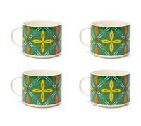 Excelsa Puebla - Juego de 4 tazas Jumbo, porcelana, capacidad 500 ml, multicolor