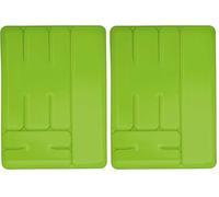 Excelsa Rainbow - Bandeja para Cubiertos (6 Compartimentos), Color Verde (Paquete de 2)