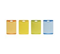 Excelsa Security Tabla de Cortar Antibacteriano plástico, Naranja/Amarillo/Verde/Azul, 20 x 14 x 1 cm