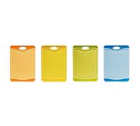 Excelsa Security Tabla de Cortar Antibacteriano plástico, Naranja/Amarillo/Verde/Azul, 29 x 20 x 2 cm