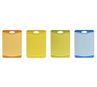 Excelsa Security Tabla de Cortar Antibacteriano plástico, Naranja/Amarillo/Verde/Azul, 36.5 x 25 x 2 cm