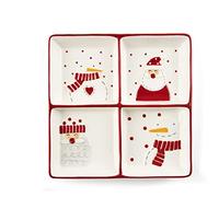 Excelsa Snowman - Plato de cerámica con 4 compartimentos, 20 x 20 cm