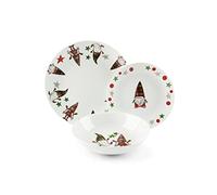 Excelsa Tartan Gnome - Vajilla de 18 piezas, porcelana, 6 personas