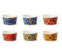Excelsa Trinacria - Juego de 6 cuencos para helado/aperitivo, porcelana, diámetro 8,7 cm, decoración variada