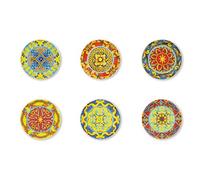 Excelsa Trinacria - Juego de 6 platos de postre (porcelana, 15 cm), multicolor