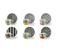 Excelsa Tropical Chic - Juego de 6 tazas de café expreso, porcelana, capacidad 70 ml, multidecoración