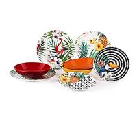 Excelsa - Vajilla Tropical Chic de 18 piezas, hecha de porcelana multicolor
