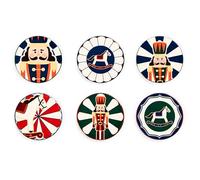 Excelsa Vintage Christmas - Juego de 6 posavasos, cerámica y corcho, diámetro 10,5 cm