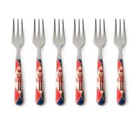 Excelsa Vintage Christmas - Juego de 6 tenedores para postres, acero inoxidable, 15 cm, decoración navideña