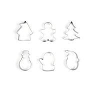 Excelsa Wonderful Ginger - Juego de 6 cortadores de galletas navideños de acero, formas de casita, pan de jengibre, abeto, muñeco de nieve, guante, Papá Noel