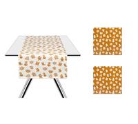 Excelsa Wonderful Ginger - Juego de Camino de Mesa y servilletas, 100% algodón, Naranja con Motivos navideños, Camino de Mesa de 145 x 45 cm y 2 servilletas de 45 x 45 cm, para Desayuno y Almuerzo