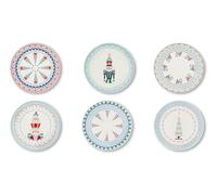 Excelsa Xmas Sweet Pastels - Juego de 6 platos de postre, porcelana, diámetro 20,5 cm, decoración navideña