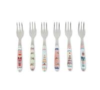 Excelsa Xmas Sweet Pastels - Juego de 6 tenedores para dulces, acero inoxidable, 15 cm, decoración navideña