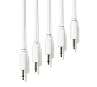 ExcelValley - 5-Pack - Cables de Conexión Mono Modulares - TS 3,5mm 1/8" Eurorack Sintetizador [Blanco - 15 cm - 6"]
